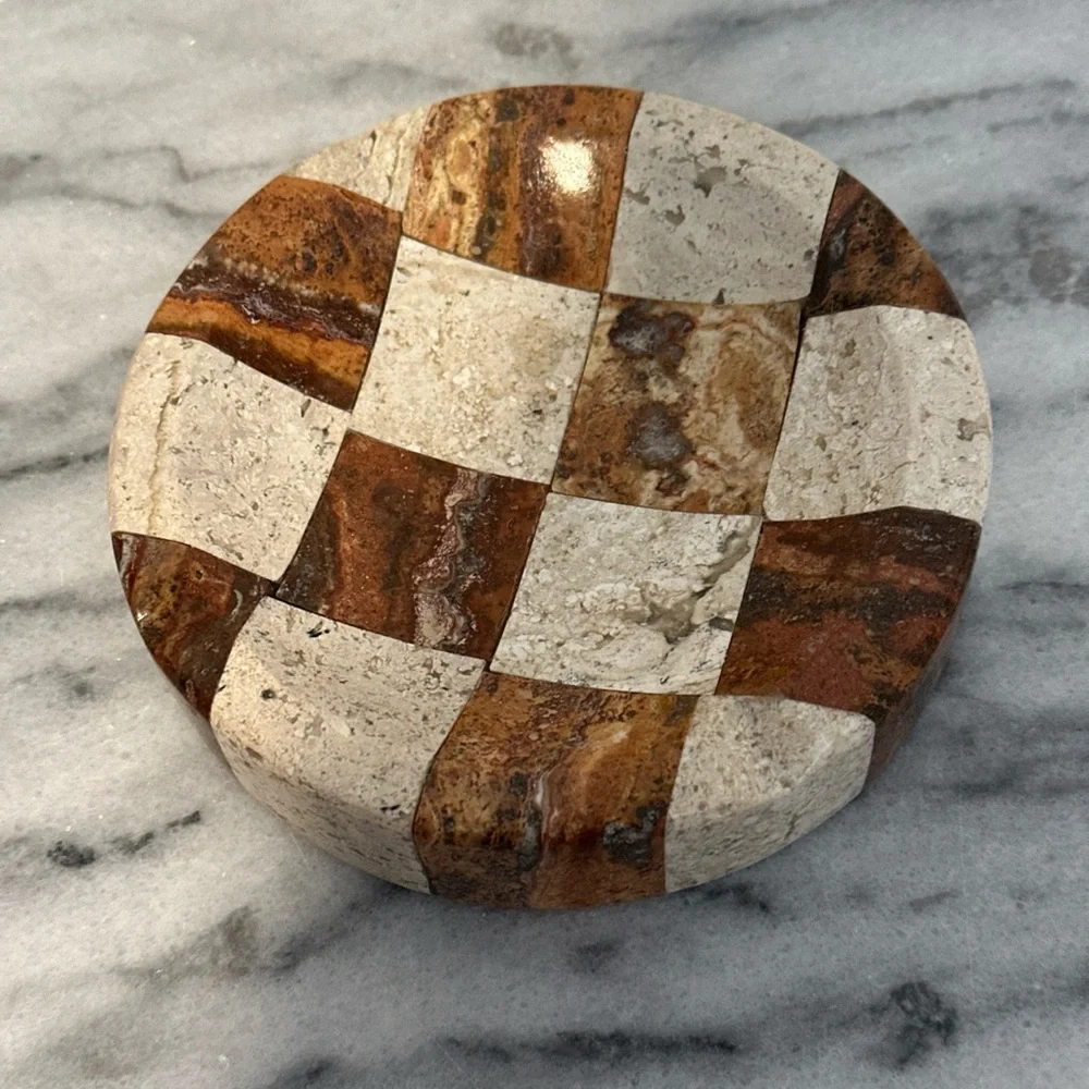 Rare Checkered Stone/ marble ash tray